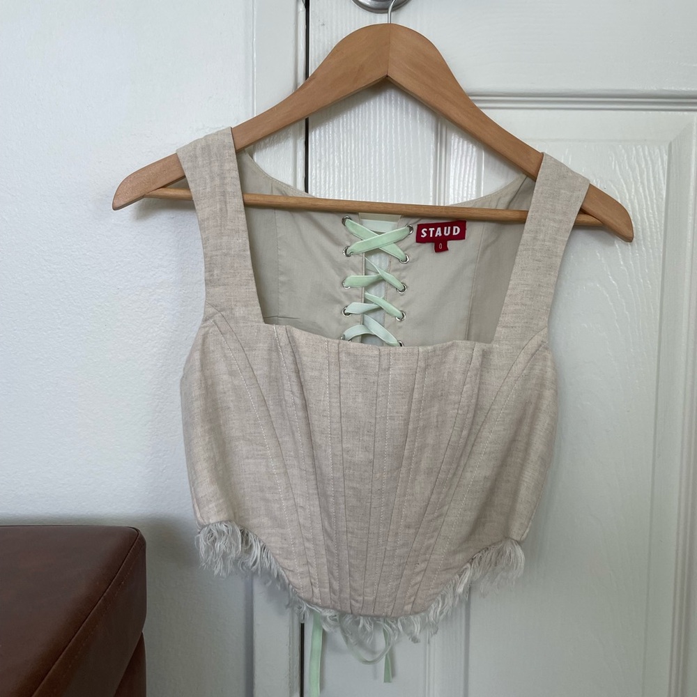 Staud corset in beige linen - read description!